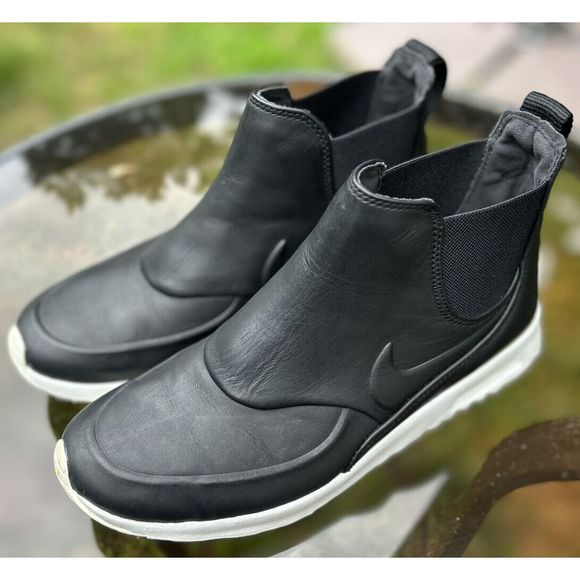 Nike Air Max Thea Mid Womens 10 Chelsea Boot Shoe Black Leather Sneaker 859550 - Picture 2 of 4